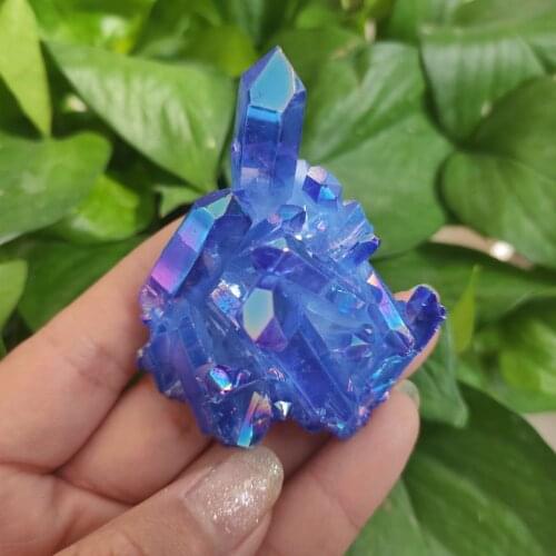 50-70g crystal cluster Specimen Blue angel aura flower natural electroplating Gemstone quartz cluster Healing