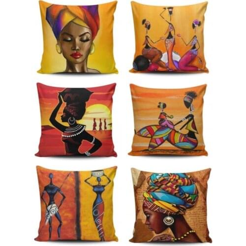 6 pcs pillow case digital printed stain resistant siyahi women pattern ethnic modern pillow decorate case colorful decorative cushion