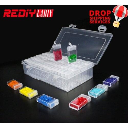 64PCS Box New Diamond Embroidery Tool Diamond Painting Transparent Plastic Storage Box Jewelry Drill Storage Box New Year Gift