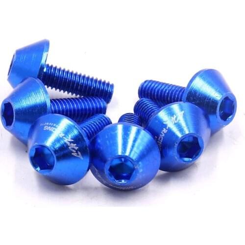 6pcs M6 x 15 Blue Aluminum Alloy Motorcycle Hex Socket Head Bolts Screws