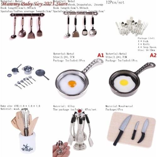 Wooden Knife And Fork Metal Whisk Jar Set Dollhouse Miniatures 1:12 Accessories Doll House Mini Kitchen Accessories