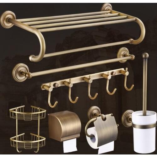 European Antique Ceramic Brass Shelf Towel Rack Gold Plated Bathroom Accessories GZ-9000