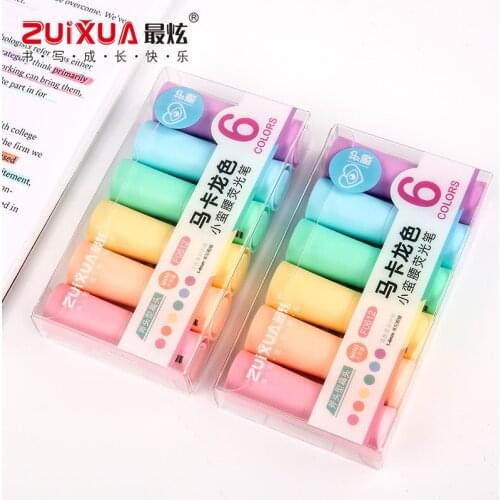 Zuixuan 6pcs/set Fluorescent Pen Cute Fresh Shape Highlighter Pen Kawaii Fluorescent Pen Hook Pen Color Mark Pen School Supplies