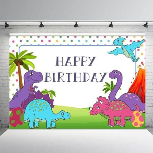 Mehofoto Dinosaur Baby Shower Background for Photography Cartoon Newborn Baby Birthday Backdrop Windmill Golden Stars Background