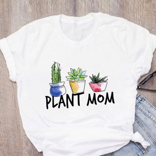 Womens T-shirt Plant Flower Graphic T-shirt 90s Harajuku Ladies Print Summer Ladies Top Short Sleeve Ladies