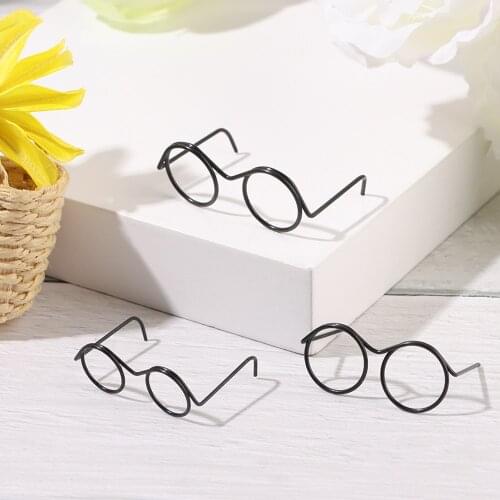 5PCS 3/4/3.5cm Cute Doll Round Glasses Classical Doll Decor Plush Toys Glasses Photo Props DIY Changing Clothes Game Accessories