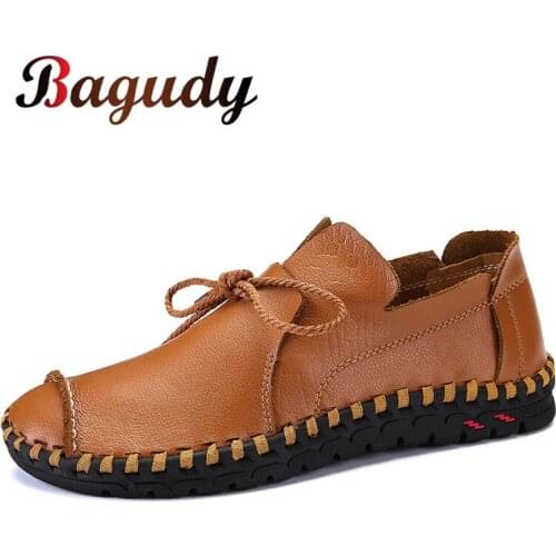 High Quality Mens Leather Casual Shoes Waterproof Work Shoes Fashion Mens Cow Leather Loafer Outdoor Moccasins Plus Size 38-50
