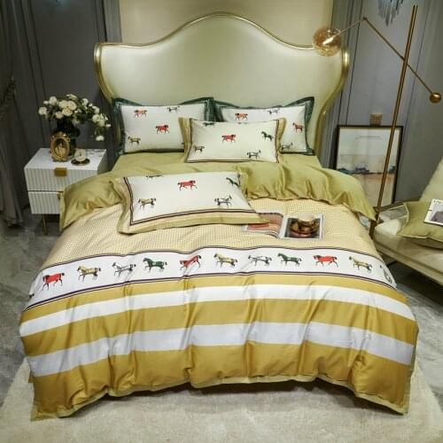 Digital Printing Series 600TC Egyptian Cotton Bedding Set Duvet Cover Bed Sheet Flat Sheet Bedclothes King Queen Size #sw