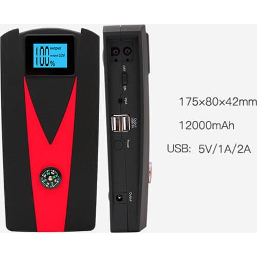12000mAh Auto Truck Car Jump Starter Power Bank Battery Booster Charger w/LED Flashlight- EU Plug