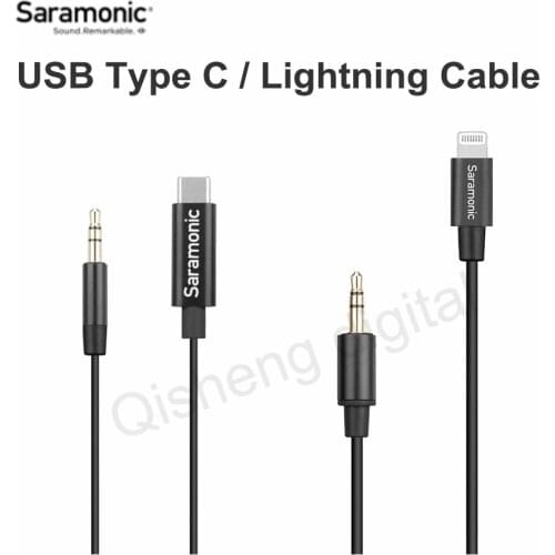 Saramonic SR C2000 Lightning C2001 USB Type-C Wireless Microphone Adapter Cable For 3.5MM TRS Port to iPhone iOS Android Devices