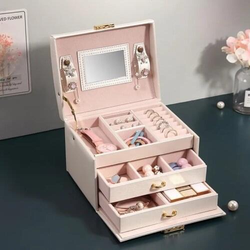 Crocodile Pattern Jewelry Boxes Multi-layer Leather Jewelry Storage Box European High Capacity Earrings Necklace Jewelry Case