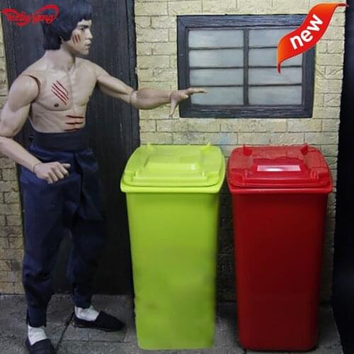 1/6 scale Dirty Old Trash Can not old red green Garbage Model soldier accessories trash can storage box street road scene model