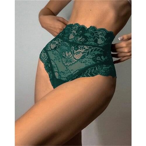 Womens Underwear Panties Sexy Lace Floral Mesh High Waist Large Size Breathable Seamless Briefs Comfortable Fashion Lingerie