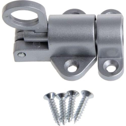 Y98B Window Gate Security Pull Ring Spring Bounce Door Bolt Aluminum Latch Lock Grey