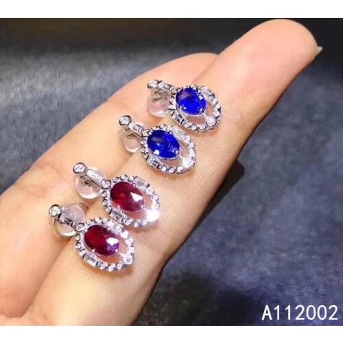 KJJEAXCMY fine jewelry natural ruby sapphire 925 sterling silver women earrings new Ear Studs support test popular