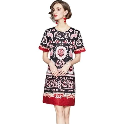 Summer Fashion Runway Summer Short Dress Women Sleeveless Floral Print Ladies Elegant Party Mini Dress Vestidos k5613