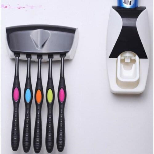 1 Set 5 Colors Automatic Toothpaste Dispenser Set 5 Toothbrush Holder Wall Mount Bathroom Supplies Toiletries