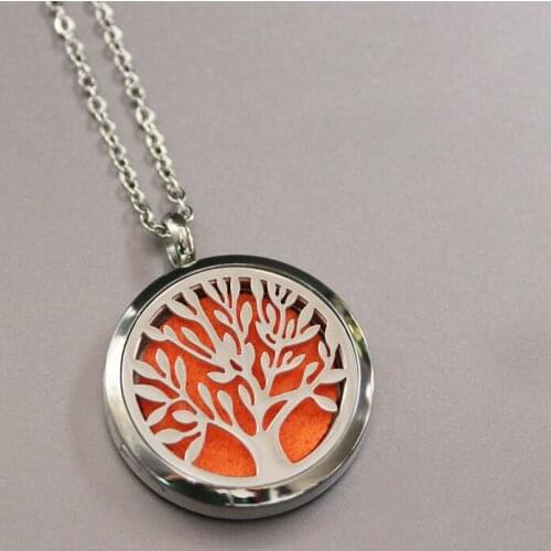 1pc Big Tree Perfume Box Stainless Steel Necklace Laser Personalized Name Custom Jewelry Pendants Necklaces Women Men Gift