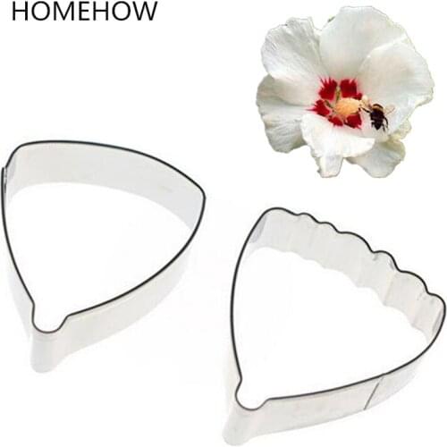 2PCS/Lot Hibiscus Flower Petal Fondant Mold Korean National Flower Flos Hibiscil Petal Cake Decorating Mold Fondant Cutting Sets