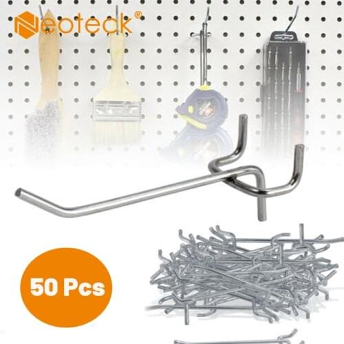 Neoteck 50 Pcs Pegboard Hooks Shelf Hanger Kit Garage Storage Hanging Set Market Storage Garage Hanging Tool Storage Hooks