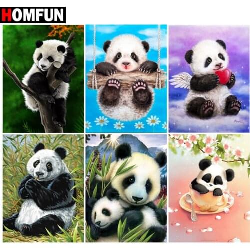 HOMFUN Diamond Painting Full Square/Round Drill 5D DIY "Animal panda scenery" Daimond Embroidery Rhinestone Cross Stitch Decor