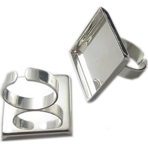 Beadsnice ID8691 Brass Ring Blanks Base 16mm Square Opened Corners Bezel Tray Resin Jewelry 50pcs