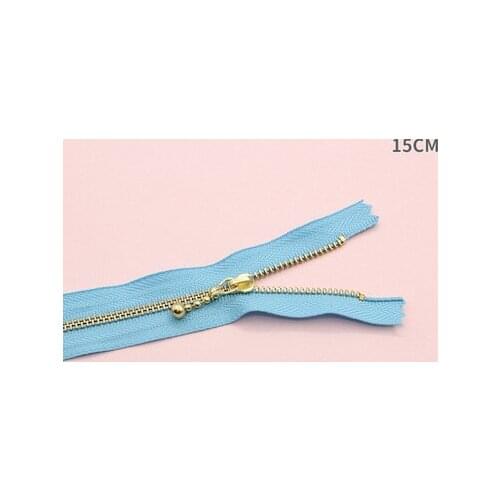 Free shipping 10pcs/lot Blue 15cm gold teeth zipper metal zipper water head diy craft bag zipper closed end zipper