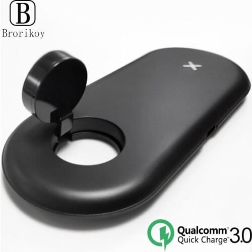 Qi Wireless Charger Watch Fast Charging Pad for Apple iWatch Series 5 4 3 2 1 QC 3.0 Quick Wireless Charge For iPhone Samsung