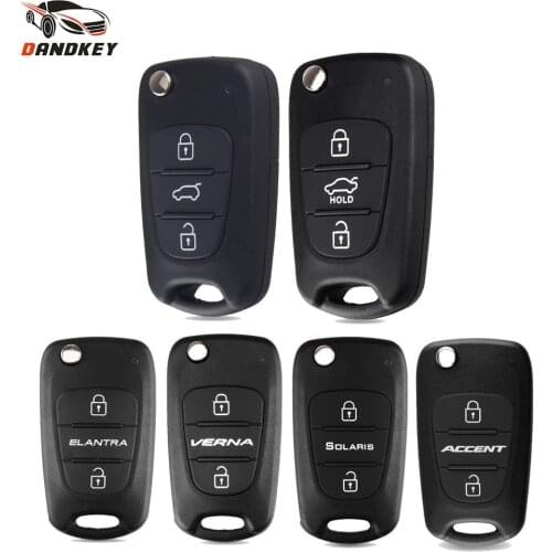 Dandkey 10pcs Remote Car Flip Key Shell Case For Hyundai 3 Button For Hyundai I30 IX35 I30 Solaris Accent Avante Elantra Verma