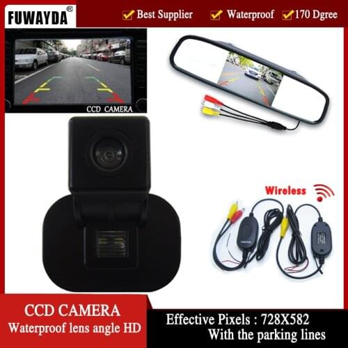 FUWAYDA Wrieless Color CCD Car RearView Camera for Kia Forte / Hyundai Verna Solaris Sedan,with 4.3Inch Rear view Mirror Monitor