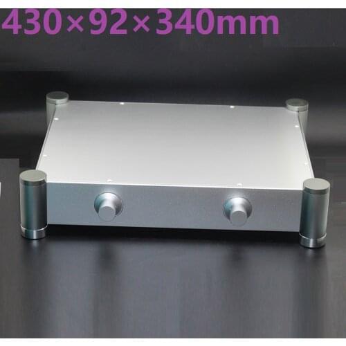 Silver Power Amplifier Chassis Size D340 W430 H92 All Aluminum Tube DAC Decoder Case Rear Chassis DIY Preamp Amplifier Box WA22