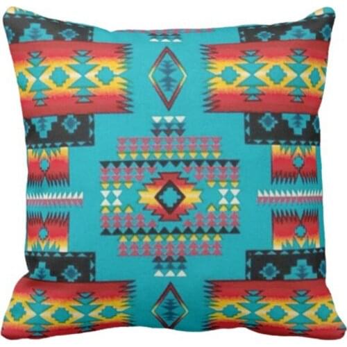 Throw Pillow Cover Tribal Native American Indian Western Patterns Decorative Pillow Case Home Decor Square 18 x 18Inch Pillowca