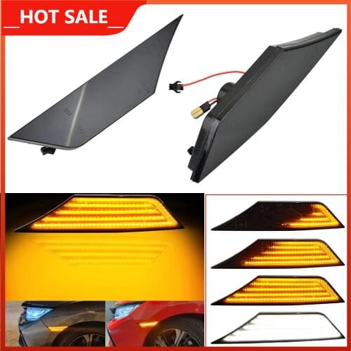 Dynamic Yellow Turn Signal Lamp light + White Daytime Running Light For Honda Civic 10th Gen Sedan/Coupe/Hatchback 2016-2018