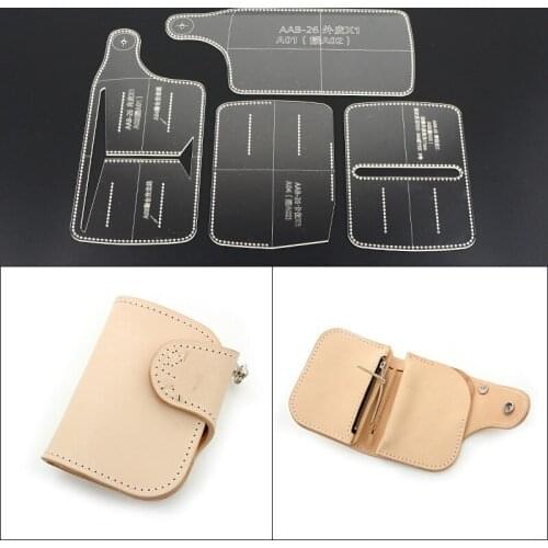 DONYAMY 1 Set Acrylic Clear Card Bag Purse Wallet Stencil Template DIY Leather Craft