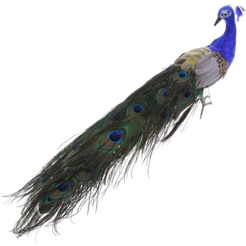 Artificial Foam Feather Peacock Birds with Feet Decorative Craft Bird for Home Wedding Decor