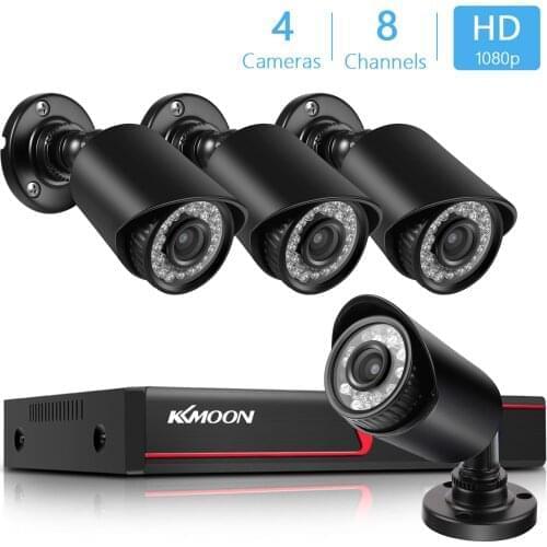 1080P Home Wired Security Cameras System, 8CH DVR and 4PCS 2MP Outdoor Indoor Waterproof Surveillance Camera With Night Vision