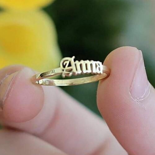 Name Ring Custom Old English Name Rings Personalized Baby Names on Ring Gift Mother Daughter Family Ring Engraved Jewelry Gifts