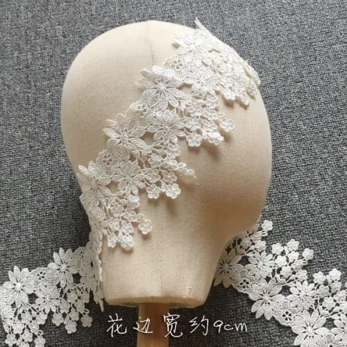 High Quality Water-soulble Embroidered Lace Fbaric DIY Handmade Material Lace Trim Accessories Width 9cm 5Yds/lot