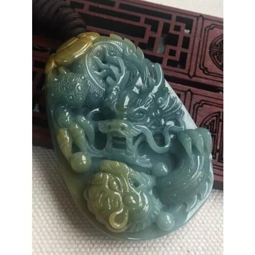 Natural 7A Myanmar jade Hand-Carved jade dragon emperor green jade pendant jade necklace men women pendants jade jewelry