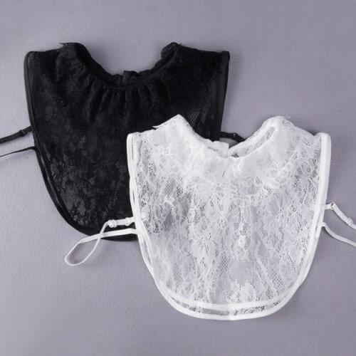 Summer Lace Fake Collar for Women Half Shirt Ladies Shirt False Collar Detachable Collar Hollow Lapel Faux Col Tie Accessories
