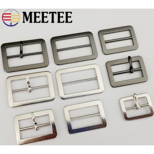 Meetee 10pcs 20-50mm Metal Tri-Glide Buckle Pin Clasp Adjust Alloy Waist Buckles DIY Clothing Ring Adjustment Slider Hook Button