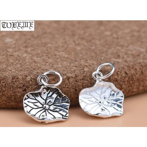 100% 925 Silver Mini Charm DIY Bracelet Lotus Leaf Charm Small Lotus Leaf Pendant DIY Jewelry