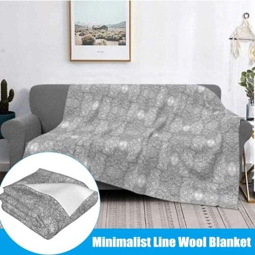 Minimalist Line Wool Blanket Super Soft Micro-Decorative Bedspread Summer Lightweight Warm Flannel Blanket UD88
