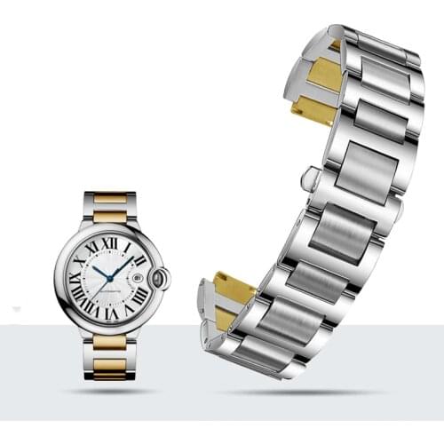 Stainless steel lug end watchband for Cartier Ballon Bleu series 20*12mm 18*11mm 14*8mm W6920046 straps womens mens bracelet