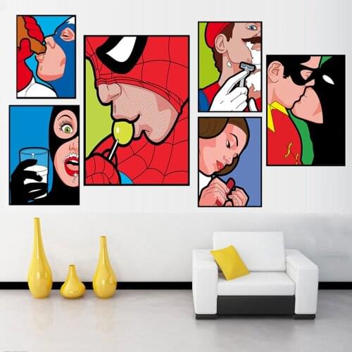 Marvel Avengers Cartoon Superhero Spiderman Canvas Painting Black Widow Bathroom Funny Poster And Print Home Decoration Picture