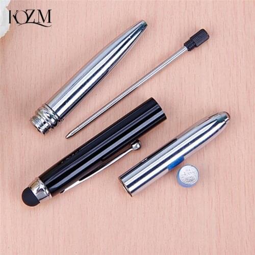 Novelty 3 In 1 Touch Screen Stylus Ballpoint Pen With LED Flash Light For iPad Iphone School Writing Pens