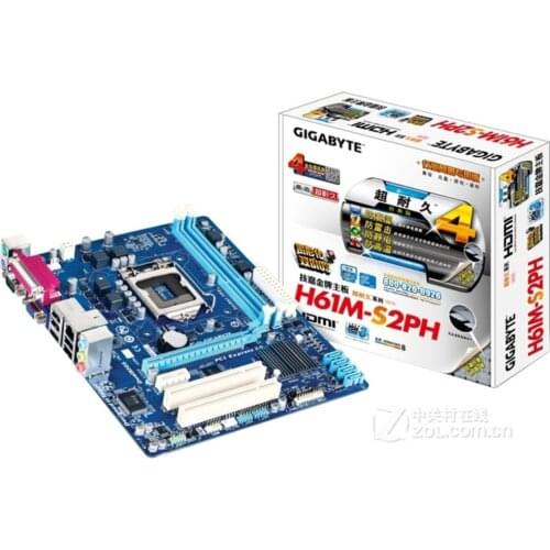 NEW,GIGABYTE GA-H61M-S2PH Desktop Motherboard H61 LGA 1155 i3 i5 i7 DDR3 16G