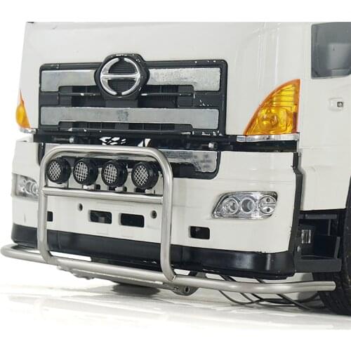 Front Bumper with LED Headlight Searchlight for 1/14 Tamiya Hino RC Tractor Parts Accessories