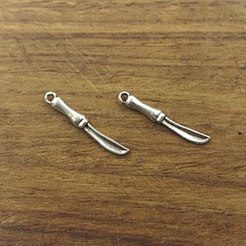 20pcs Charms Knife cooking kitchen 24*3.4mm Tibetan Silver Plated Pendants Antique Jewelry Making DIY Handmade Craft