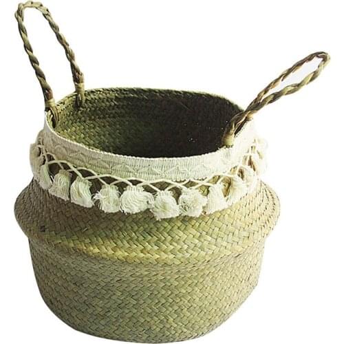 Practical Simple Storage Basket Multi-functional Household Ggoods Monotone Double-layer Tassel Storage Basket With Handle